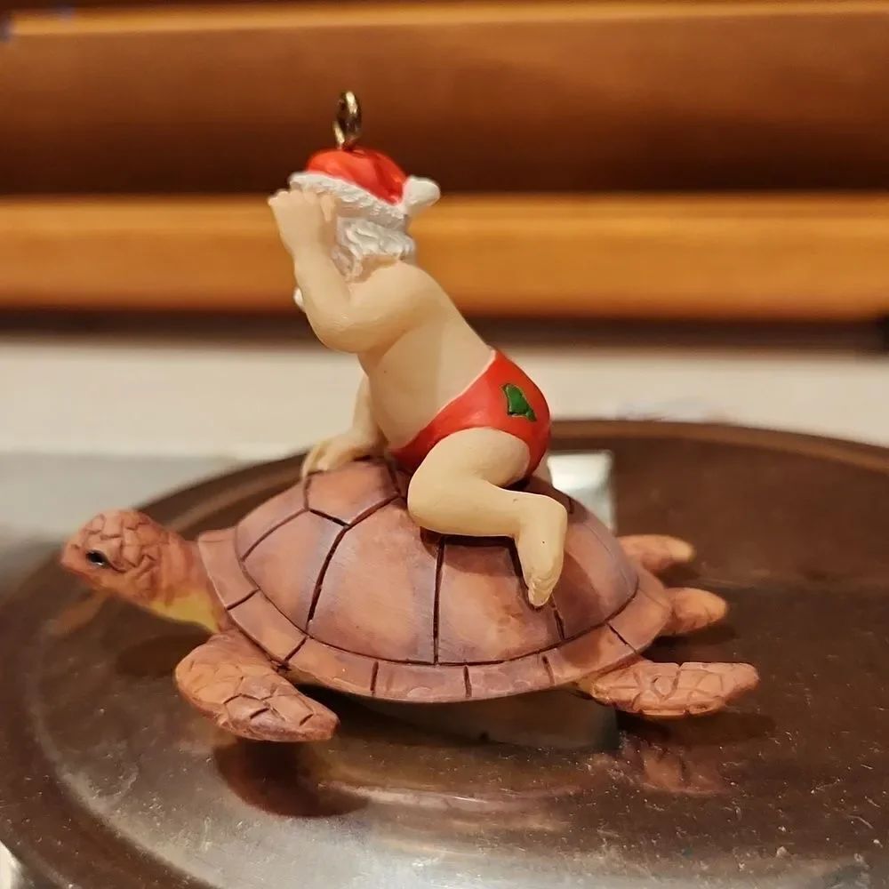Santa Riding Turtle Christmas Ornament - Picture 3 of 5